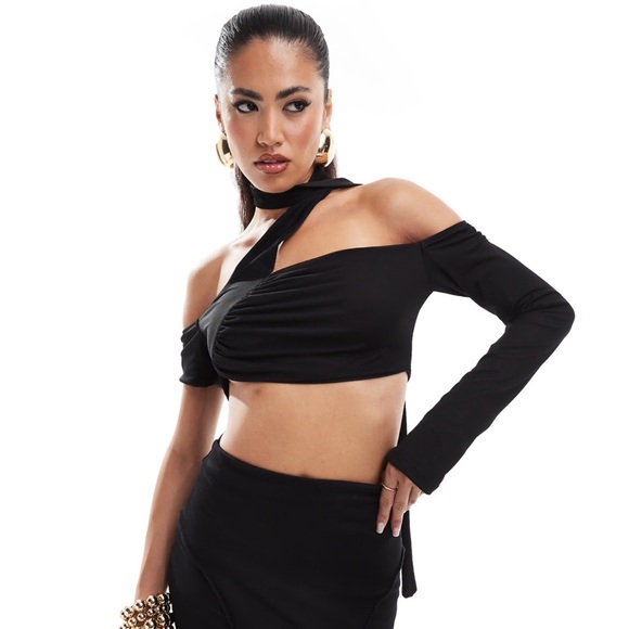 Murci Asymmetric top and thigh split ruffle edge maxi skirt set - Picture 3 of 10